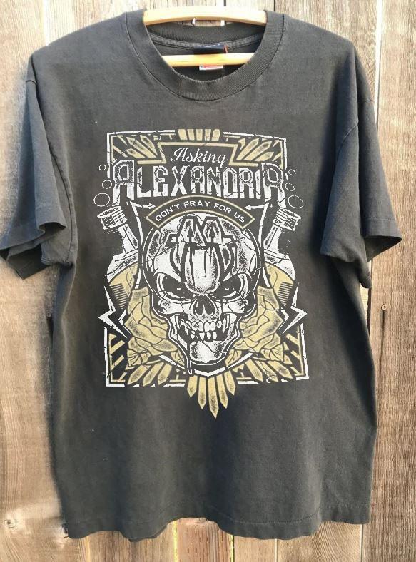 Asking Alexandria Band Tour Charcoal Cotton Tshirt Unisex Men Women WA1909 S