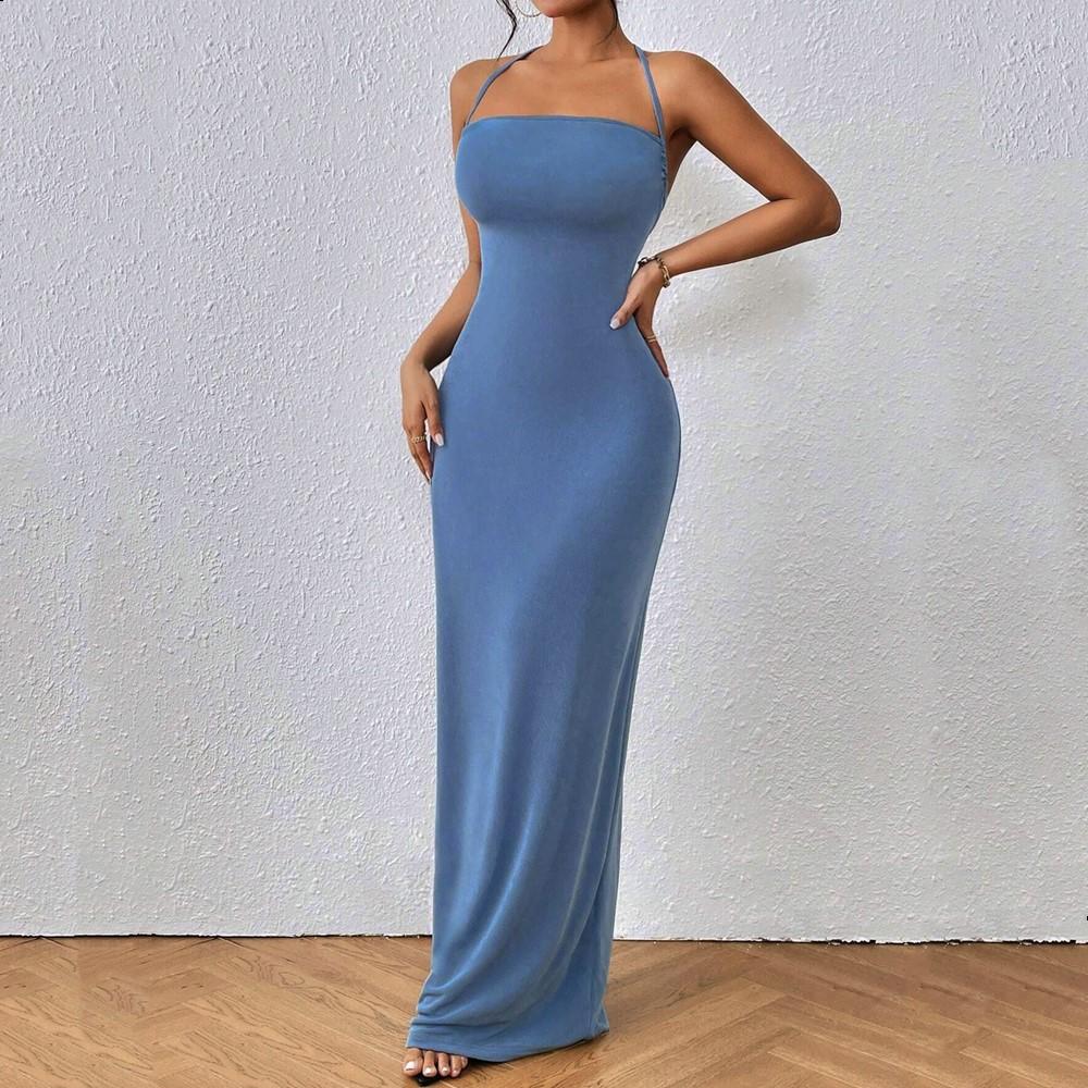 Šaty bez rukávů na ramínka plus size vintage novinka pro ženy ležérní dlouhé letní šaty