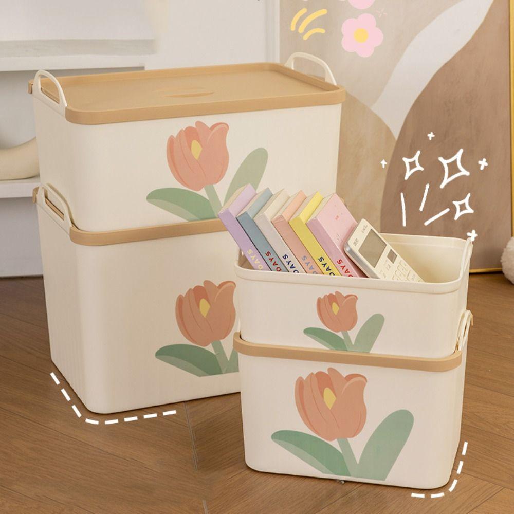 With Lid Tulip Hand-held Storage Box Exquisite Storage Case Wardrobe Box  Clothing