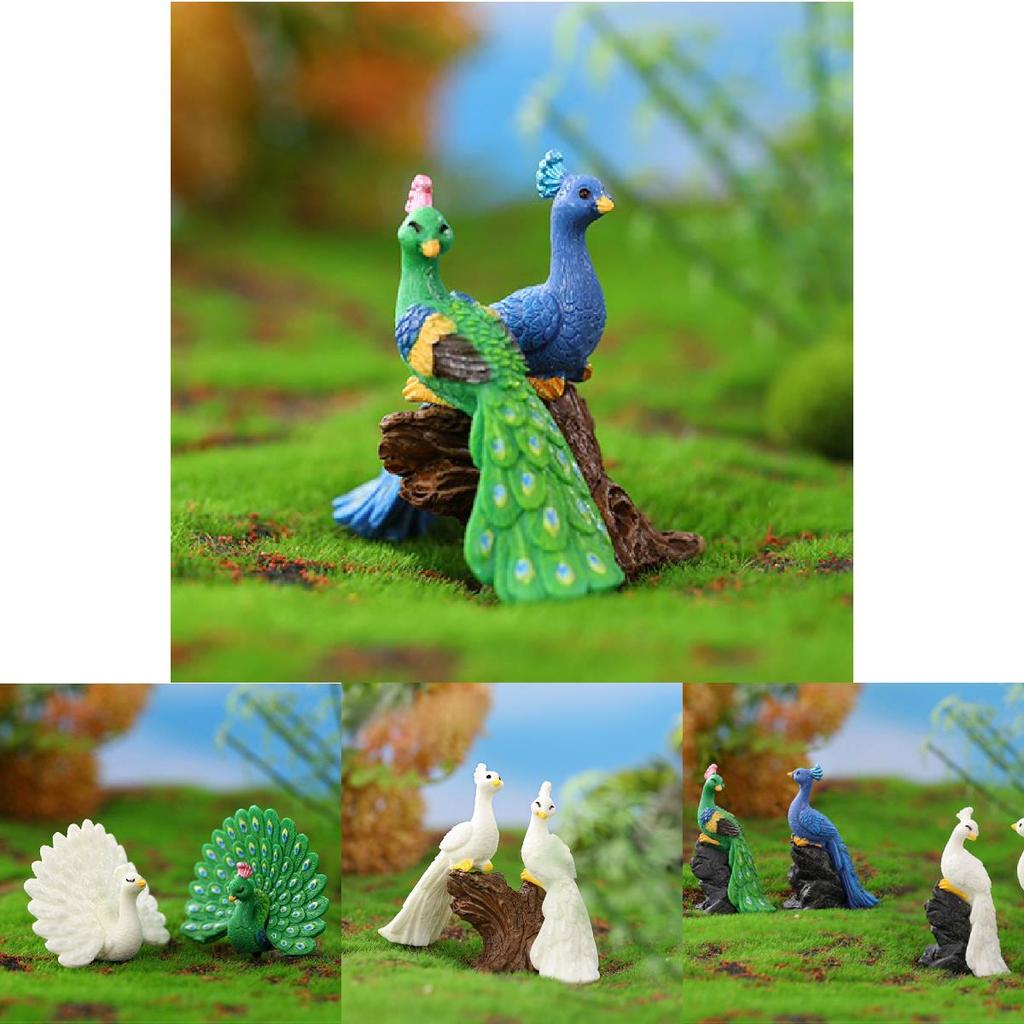 Realistic Cartoon Peacock Resin Miniature Ornament Modern Simple Style Peacock Figurine