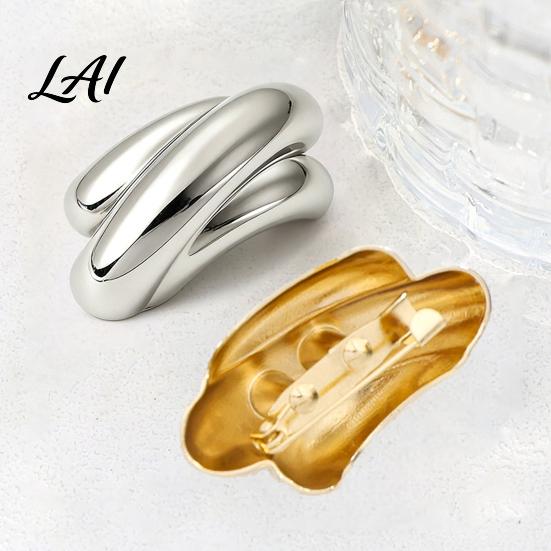Bag Decoration for Men Arched Brooch Pin Minimalist Women, Golden Silver Alloy Lapel Clothing