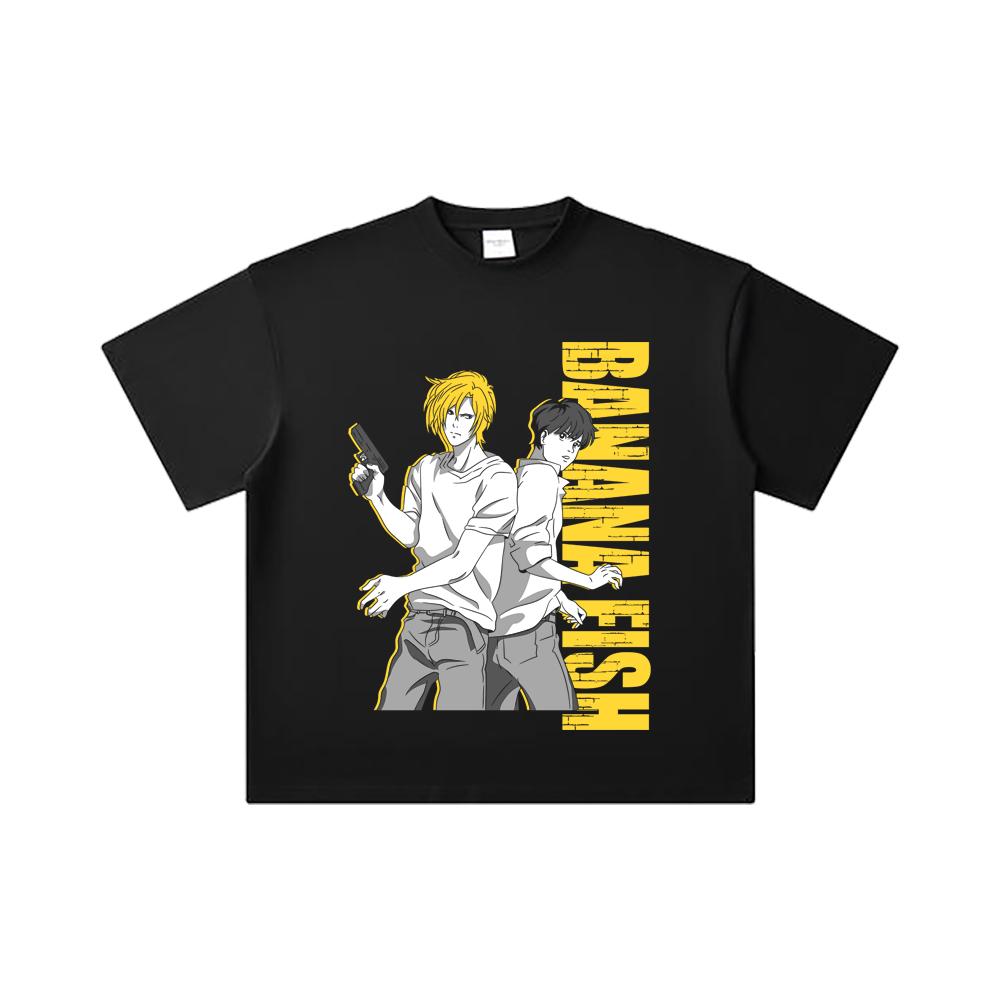 260 GSM Double Yarn 32 Count 100% Cotton Banana Fish V1 Print Unisex Heavy Cotton T Shirt