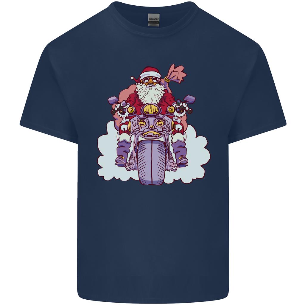 Biker Santa Christmas Motorcycle Motorbike Unisexs Light Cotton TShirt