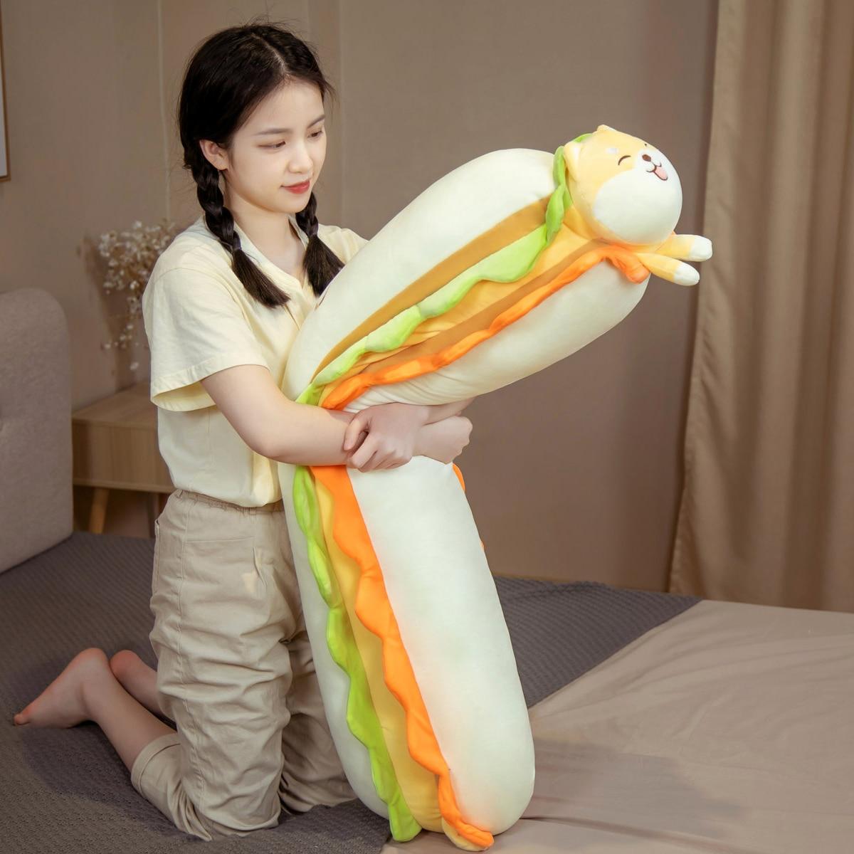Kawaii Dog Bun Turn To Shiba Inu & Husky Плюшевые игрушки Длинная подушка для хлеба — фото 7