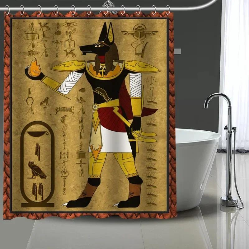 Egyptische Anubis Egyptische Cultuur Grote Douchegordijn, Waterdicht Polyester Stof Met 12 Haken, Huis Decoratie