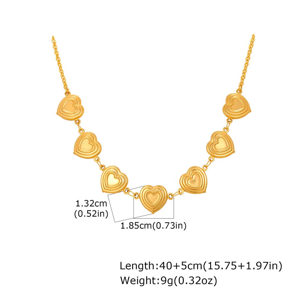 Personalized Exaggerated Stainless Steel Plated 18K Gold Hollow Heart Bracelet Necklace Br-2721