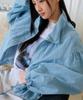 Theelo Shirred Volume Zip-Up Jumper (Light Blue)