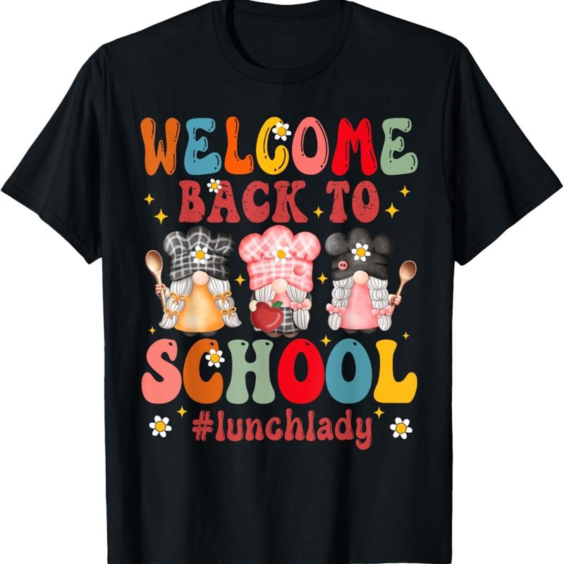 

Welcome Back To School Cafeteria Worker Lunch Lady Funny T Shirt - Men s Summer Cotton Graphic Tee S разноцветный