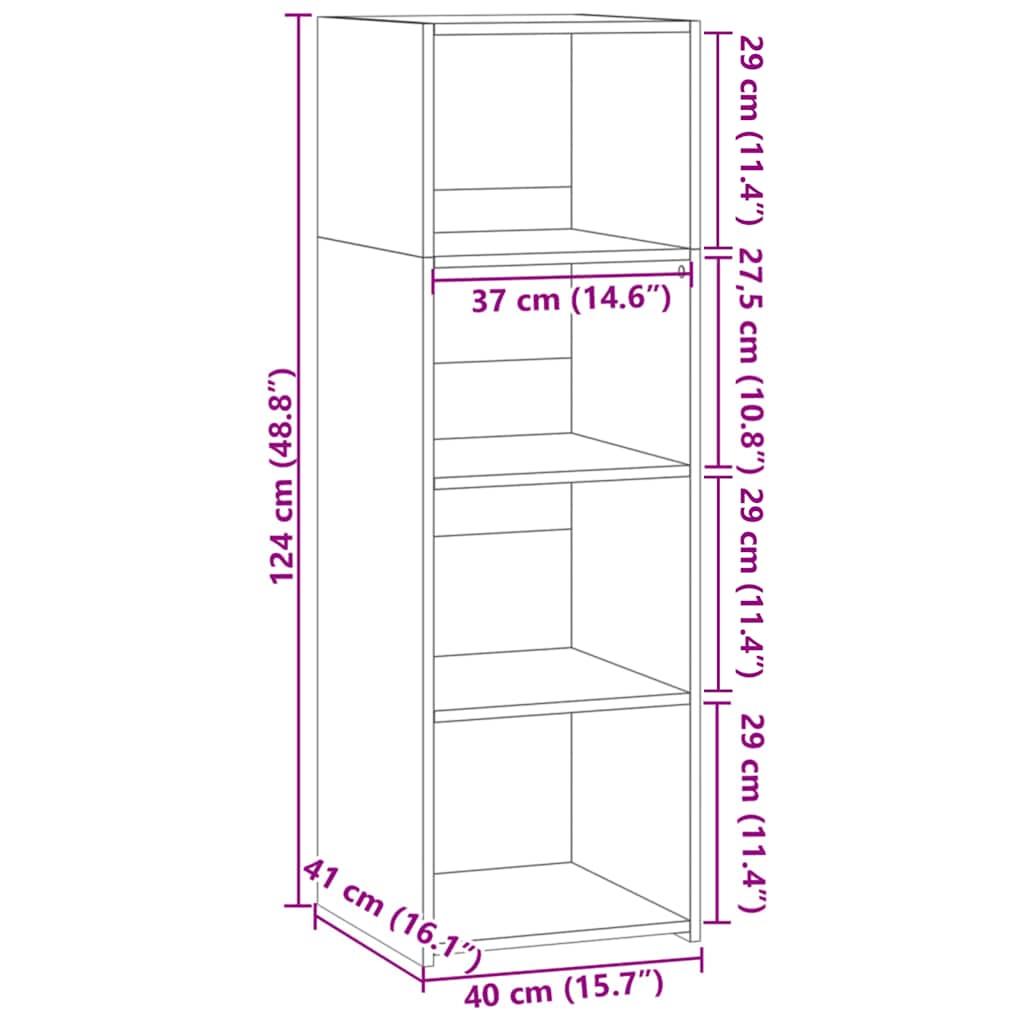 Highboard in Brown Oak Look 40 x 41 x 124 cm Engineered Wood