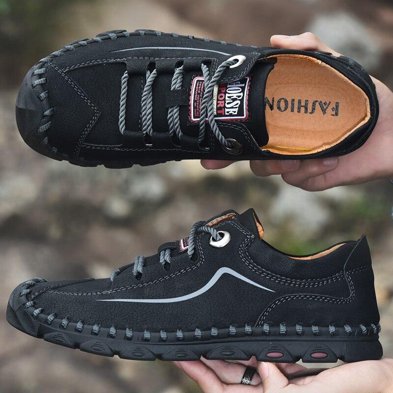 Hochwertige Lederschuhe für Herren Klassische Leichte Flache Freizeitschuhe Handgefertigt Atmungsaktive Slipper Bequeme Sneaker Größe 38 -48