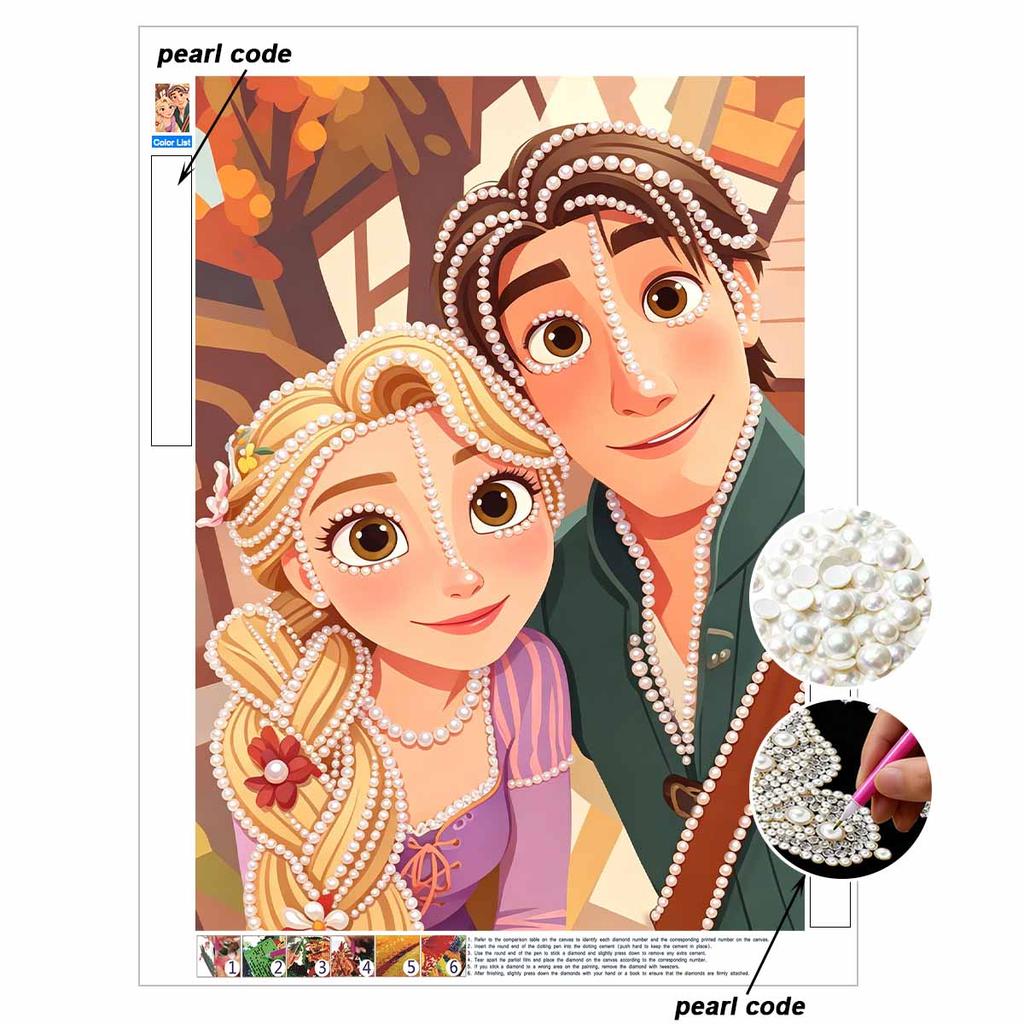 Disney Pearl Art Painting Rapunzel Flynn Rider Home Wall Decor Art Crafts Handmade DIY Adult/Beginner Gift Creative Home Decor Frameless Wall Art Kit
