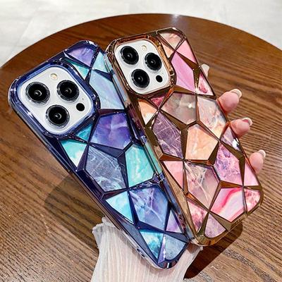 Applicable To Apple 16 Mobile Phone Case Electroplated Marble Iphone15Promax Protective Case Silicone 14 Luxury