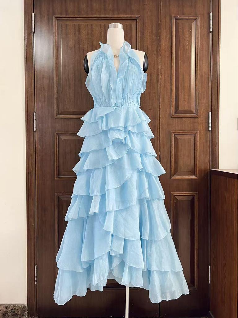 Elegant High-End Tiered Peplum Dress with Irregular Hem