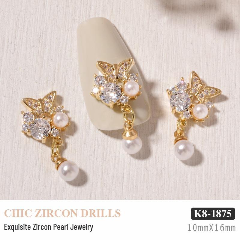 Luxurious Zircon Diamond Bow Nail Art Decorations - Japanese Style