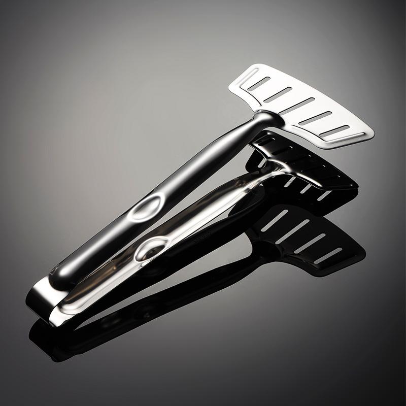 304 Stainless Steel Fried Fish Clip Wide Head Pan Fried Steak Clip Spatula Hollow 201 Hotel Kitchenware