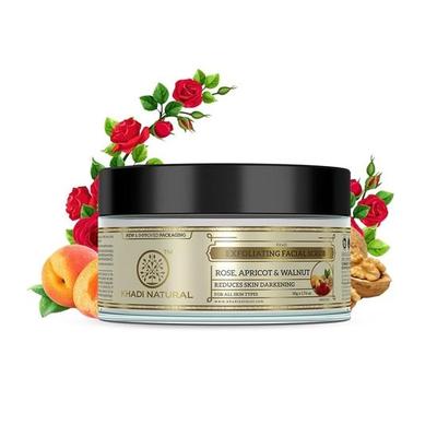 Ajurwedyjski Peeling do Twarzy z Różą i Morelą oraz Orzechami Włoskimi, 50g|Głęboko złuszcza martwe komórki skóry|Oczyszcza i odświeża skórę|Odpowiedni dla Wszystkich Typów Skóry