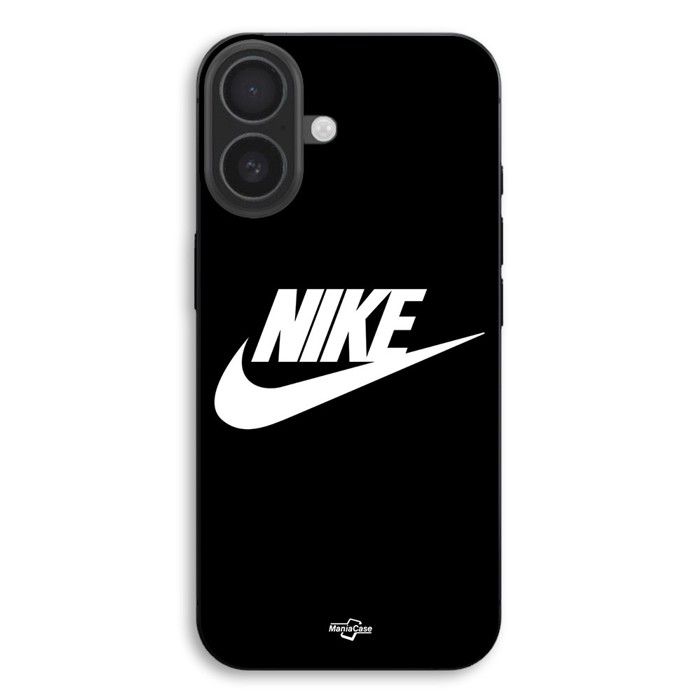 Handyhülle - MANIACASE - iPhone 17 - Silikon TPU - Flexibel - Nike Logo weiß schwarz schwarz