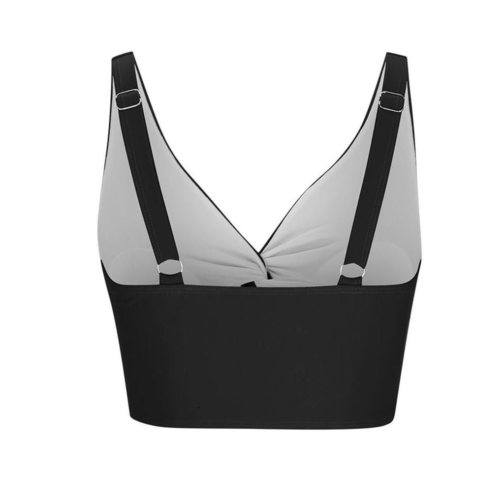 Top de bikini cu scobitură la modă pentru femei, de culoare solidă, cu tampoane pentru sutien, fără sutien din oțel, costum de baie