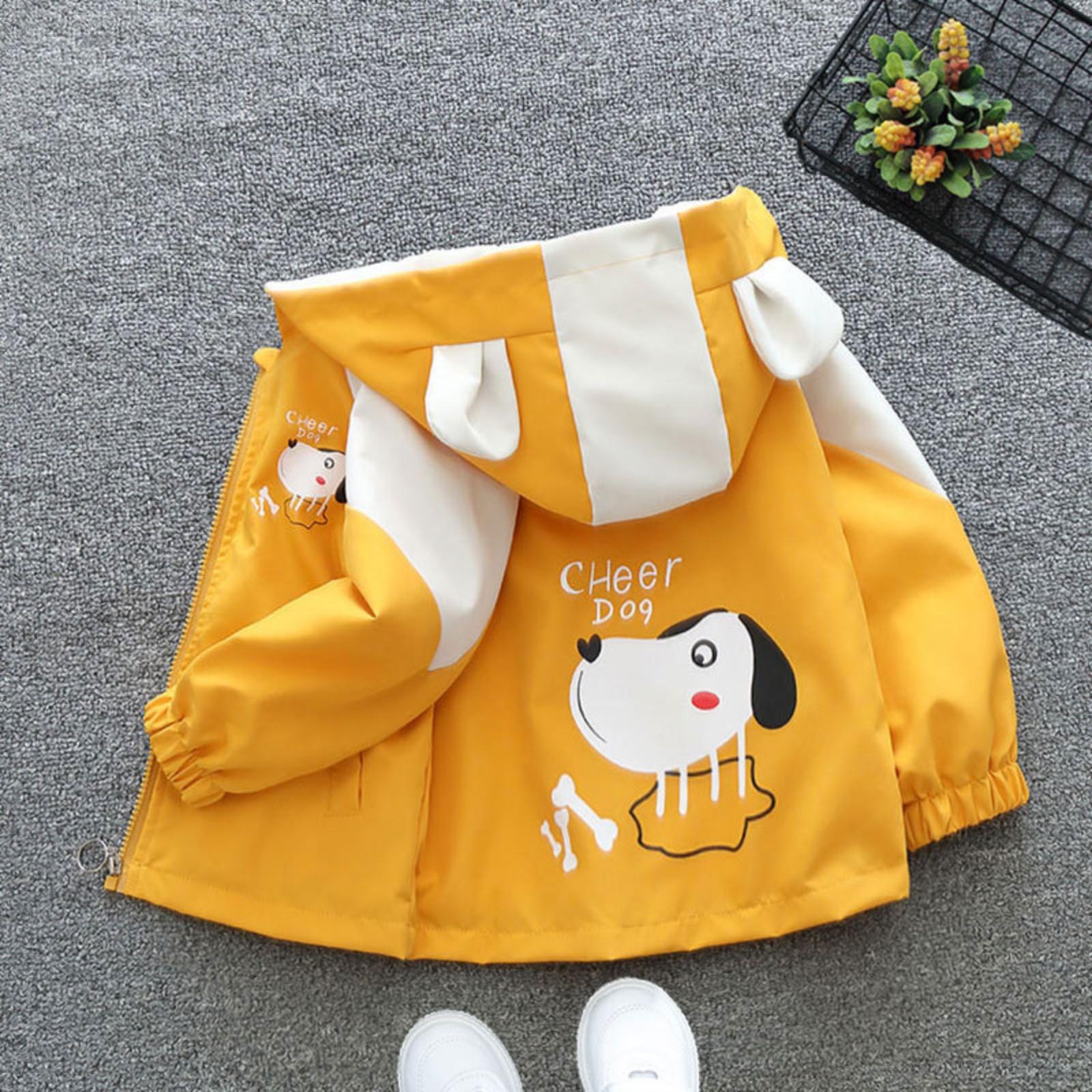 

Пальто для девочек, ветровка, куртка, повседневный топ с капюшоном 90 жёлтый