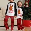 Świąteczny zestaw dla rodziców i dzieci Okrągły dekolt, długi rękaw, w kratę Świąteczny zestaw do noszenia w domu Zestaw rodzinny
