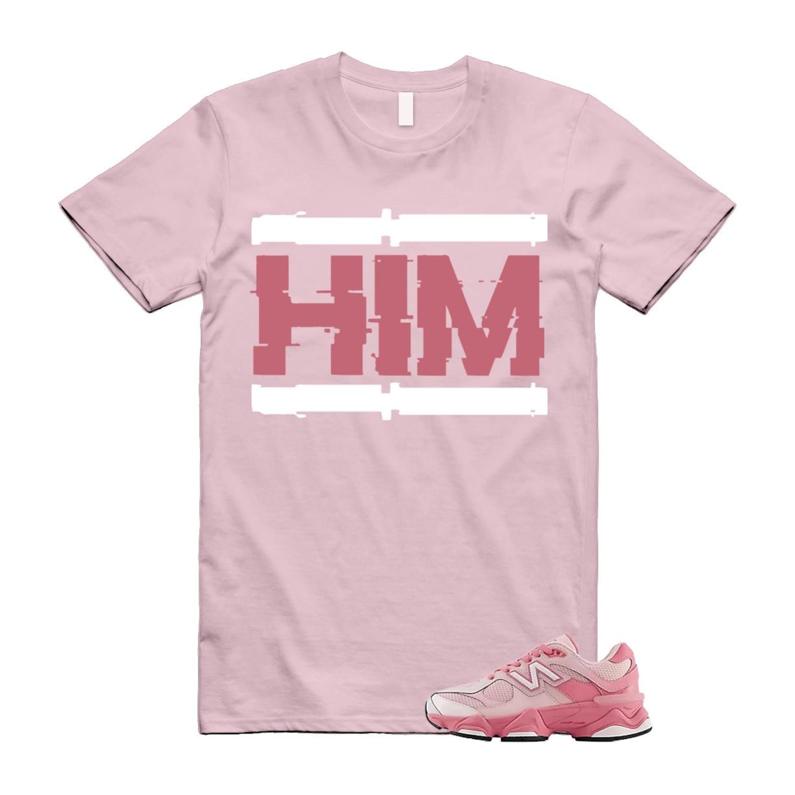 9060 Lace Pink Salt Eraser White T Shirt Match HIM S