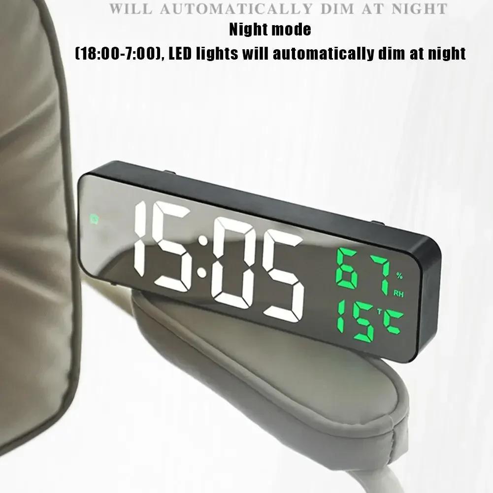 LED Digital Alarm Clock Table Wall Clock Large Screen Adjustable Brightness Display Time Week Calendar for Home Office & Hotel