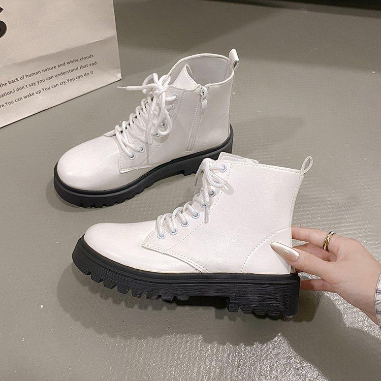 

Ботинки Мартин большого размера осень и зима новые короткие шнурованные на толстом каблуке ботинки Мартин с круглым носком на платформе короткие ботинки 43