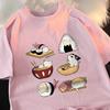 2025 Summer Men's Cute Funny Sushi Cat Print Men's T-shirt Hip Hop T-shirt Summer Casual Loose