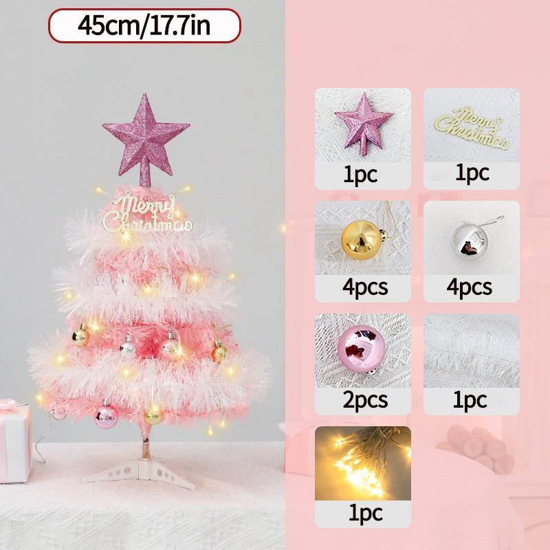 35/45/60Cm Diy Christmas Tree With Led Lights Desktop Ornaments Handmade Artificial Xmas Tree New Year Gift Home Office Decor