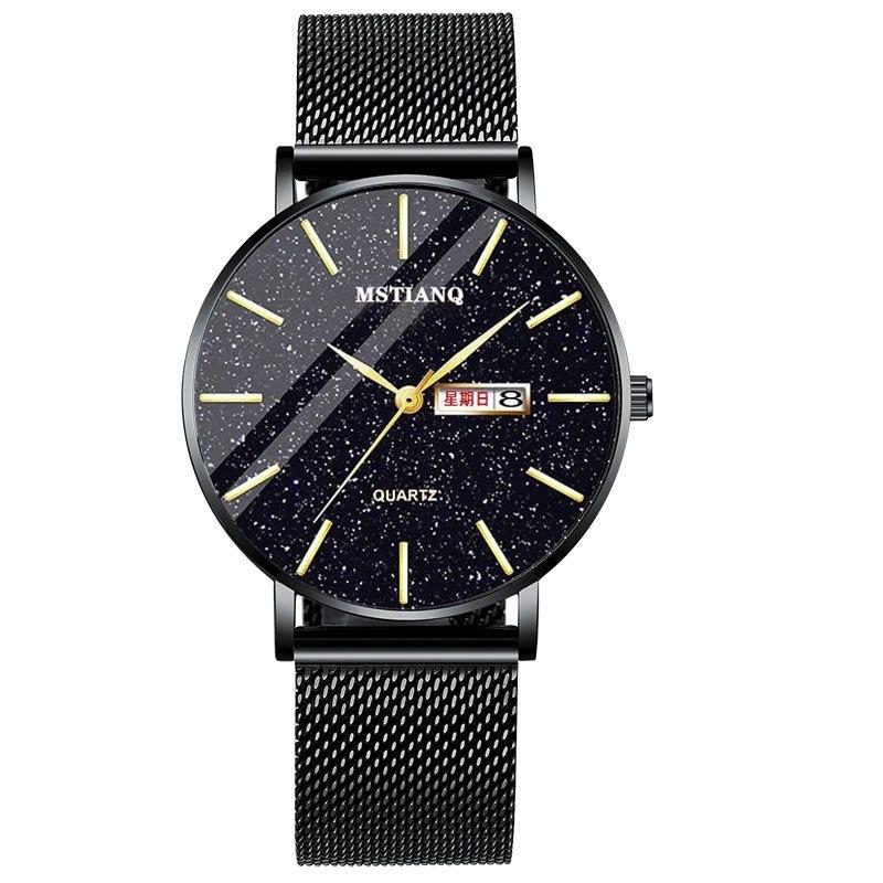 Watch Men'S Simple Student Teen Trend Luminous Waterproof Trend Day Mesh Belt Starry Sky Quartz Watch