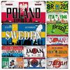 Eye - Catching Retro License Plate Metal Decor - Italy, Brazil, Japan & Beyond! - Solid Metal with Distinctive Country Logos