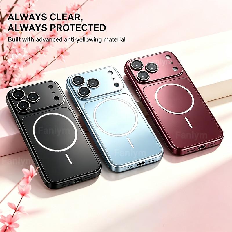 Luxury PC For Magsafe Phone Case For 18 17 16 15 14 13 Pro Max Magnetic Hard Full Lens Protection Thin Cover Funda