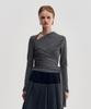 Kimjisu Multi-Tie Draped Jersey Top _ Dark Gray