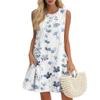 Women's Casual Fashion Breathable Round Neck Vest Floral Holiday Dress With Pockets