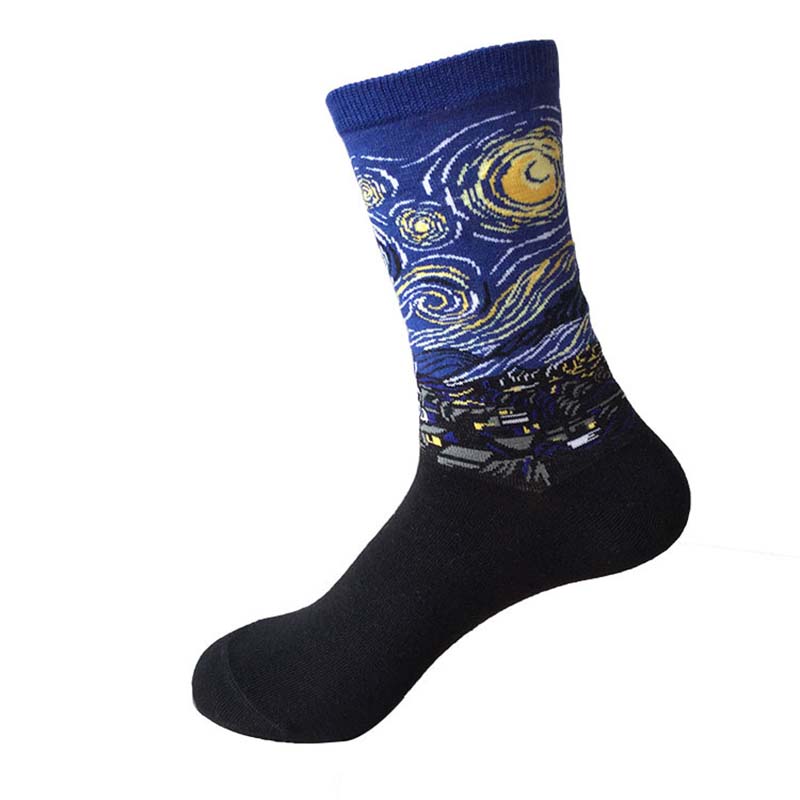 Cotton Socks Men Starry Night Winter Retro Women Personality Art Van Gogh Socks Oil Painting Socks Funny Happy Socks Male Socken