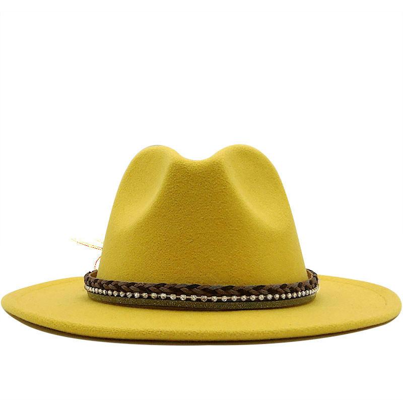 Women S British Style Cashmere Large Brim Fedora Hat 56 58cm
