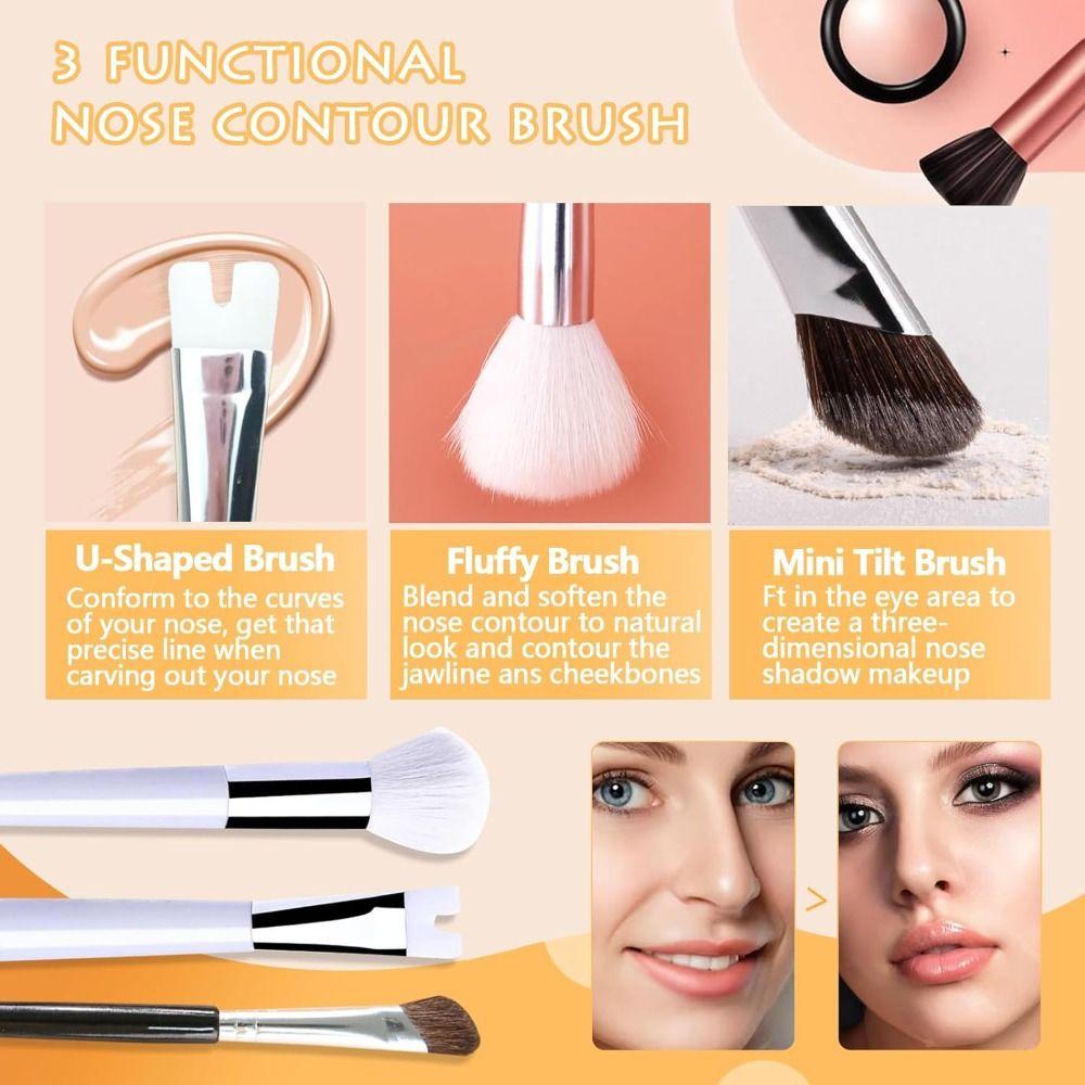 2Pcs Portable Nose Shadow Brush Double Head Eyeshadow Powder Brush Fashion Makeup Brush  Student