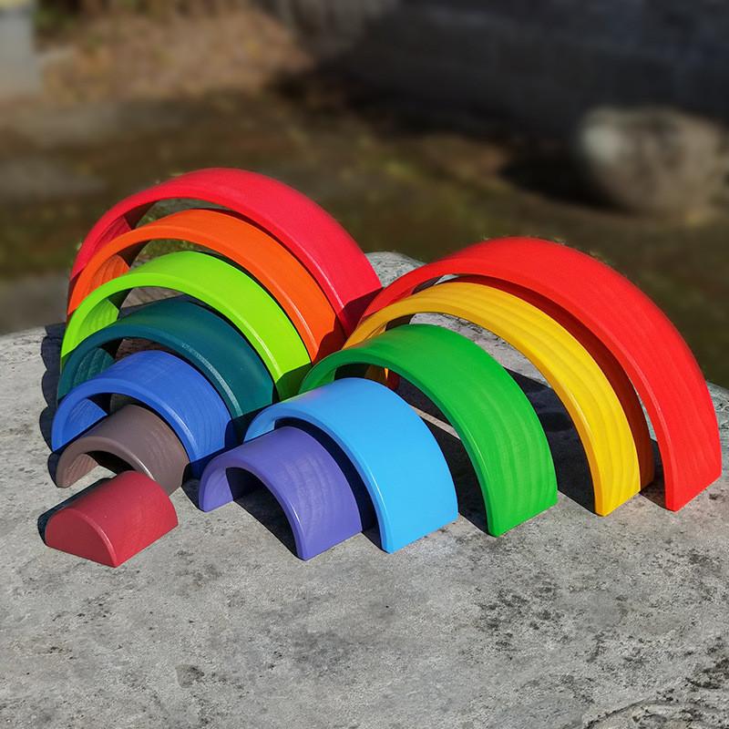 Wooden Rainbow Stacking Blocks For Toddlers With Diy Fun For Early Learning Development