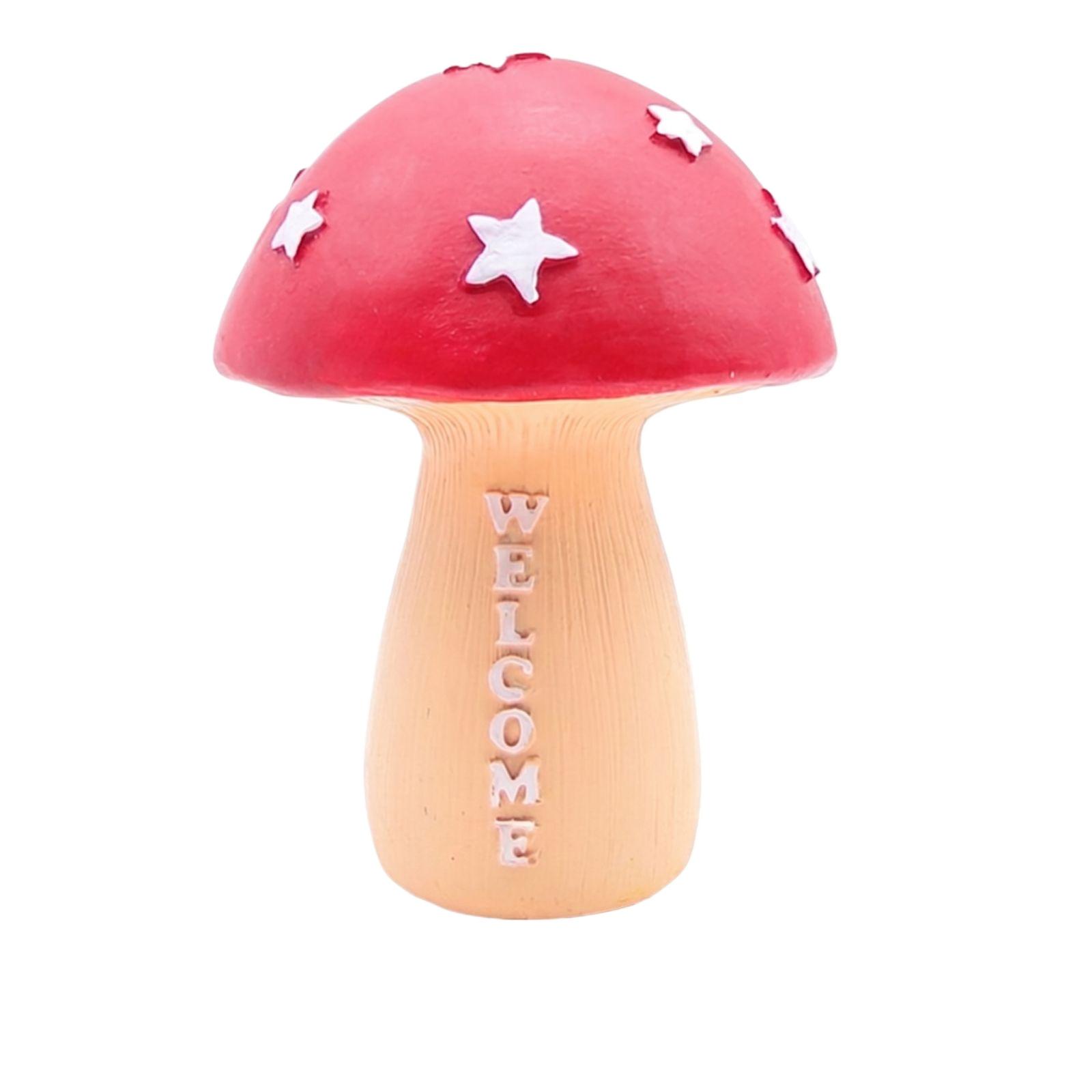 

Resin Mushroom Decoration with Star Pattern and Welcome Text Ideal for Holiday and Seasonal Indoor Outdoor Display Garden Ornament One Size