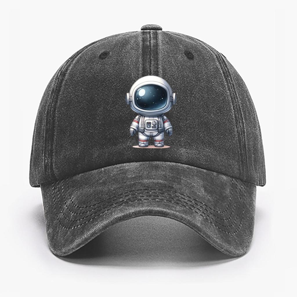 Chic Astronaut Print Women's Baseball Cap, Adjustable Non-Elastic Breathable Fashionable Snap Closure
