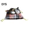 Simulation Cat Doll Plush Toy Mini Realistic Sleeping Kittens on Mat Figurine Stuffed Animal Toy with Cushion for Home Office Room Desktop Decor