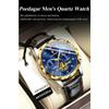 POEDAGAR Luxus-Armbanduhr für Herren Sport Leder Quarz-Uhr Wasserdicht Leuchtend Chronograph Uhren Männliche Uhr Reloj+Box