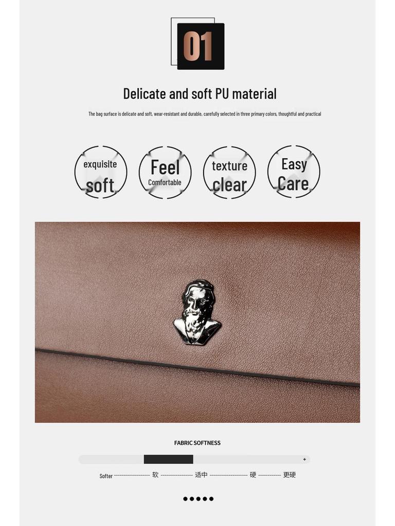 Herren Doppelreißverschluss Business Clutch: Handtasche mit großer Kapazität für Handy und mehreren Kartenfächern