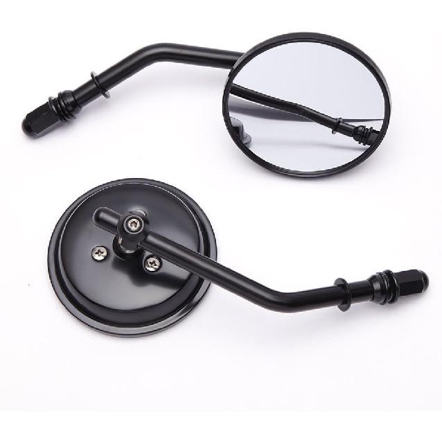 M8 M10 Schwarze Motorradspiegel, 2 Stück Universelle Runde Form Rückspiegel Seitenspiegel Kompatibel mit Harley Street Glide Softail Sportster und Mehr