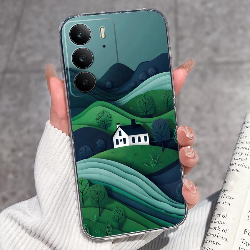 For Oppo Realme C75 C75x C71 C67 C63 C55 C35 C33 C21Y C20 C15 Clear Phone Covers Adorable Cat Patterns Screen Protector Dustproof Case For Oppo Casing