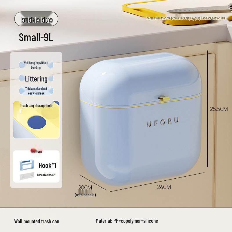 

Punch-Free Wall-Mounted Luxury Trash Can - Large, Stylish & Cute for Kitchen & Bathroom