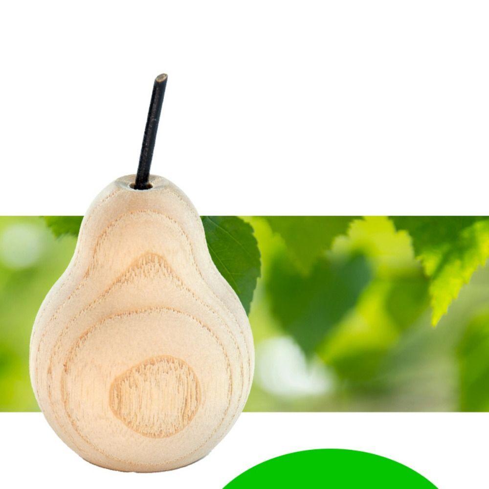 2pcs Handmade Artificial Pear Sculpture Cute Perfume Diffuser Wood Pear Statue Desktop Decoration