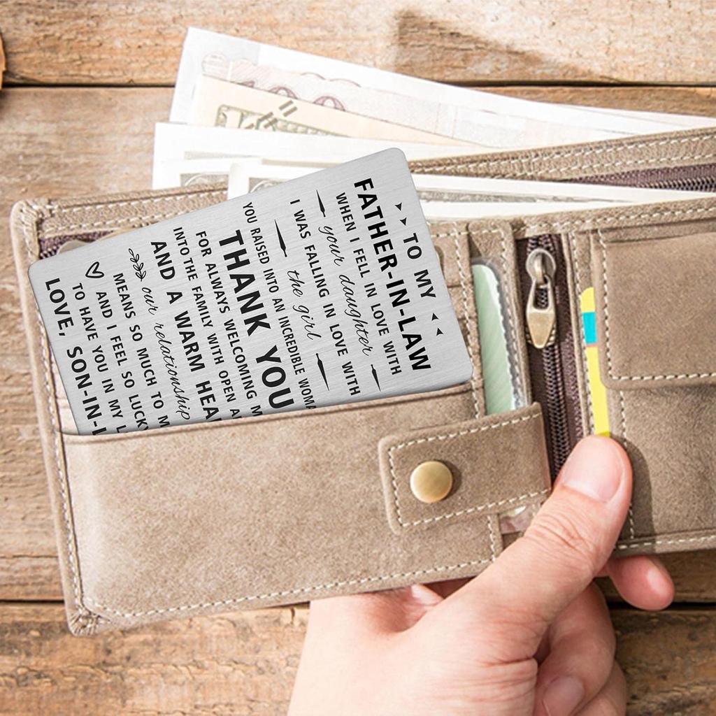 Yobent Father In Law Gift from Son In Law, Wallet Card for Father-In-Law from Groom, Father of The Bride Gifts, Unique Father In Law Wedding Day
