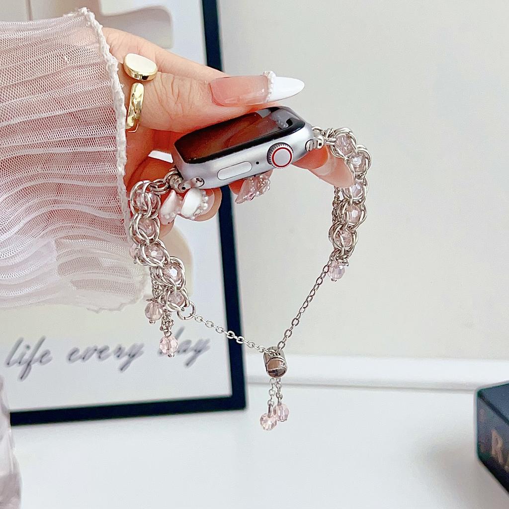 Crystal Beads Strap for Apple Watch Series 11 10 42mm/9 8 7 41mm/SE3 SE2 SE 6 5 4 40mm/3 2 1 38mm Sliding Bracelet