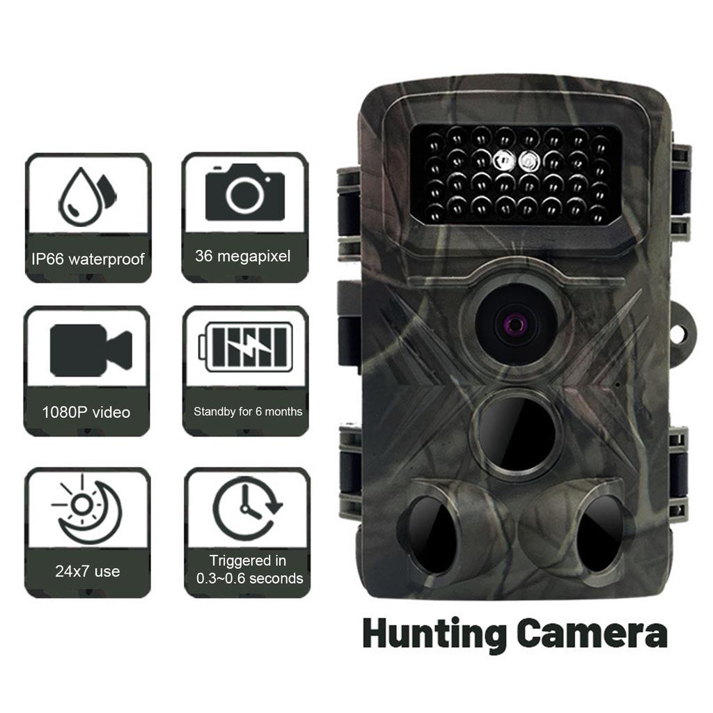 1080P 36MP Trail Camera IP66 Waterproof Infrared Hunting Camera 0.6s Trigger Time Trail Game Camera for Wildlife Monitoring